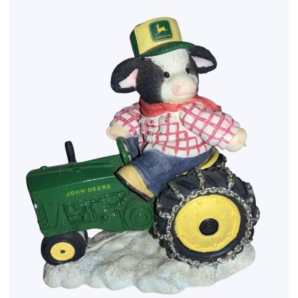 Mary's Moo Moos  Deere I'll Be Home For Christmas Figurine tractor 1999